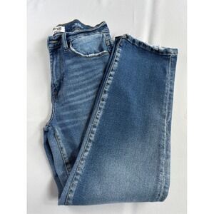 Kensie Jeans VTG Luxe The Ella High Rise Straight Blue Denim Pants Raw Hem SZ 4